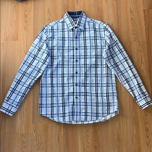 Tasso Elba Linen-Feel Plaid Casual Shirt 👔